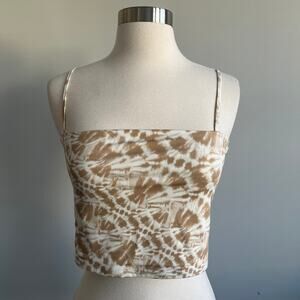Express Body Contour Crop Tank Top Tan Tie Dye Medium M NWT